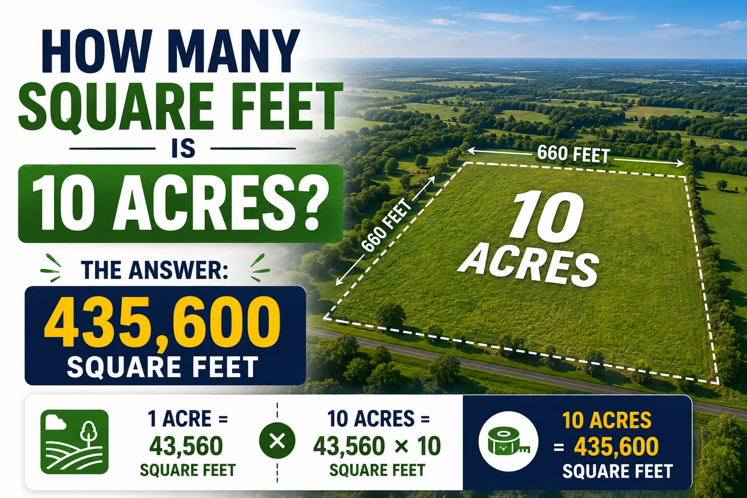 How Many Square Feet Is 10 Acres