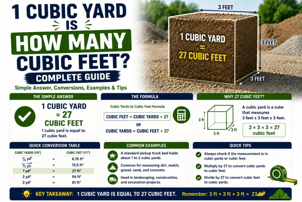 1 Cubic Yard Is How Many Cubic Feet