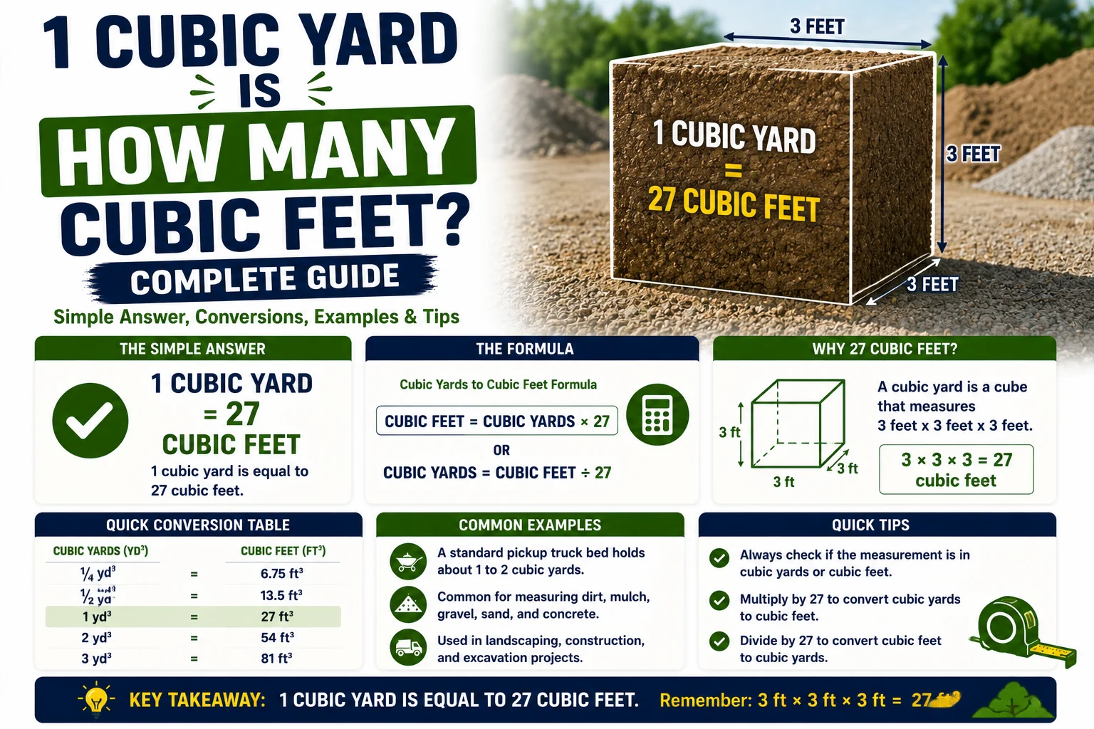 1 Cubic Yard Is How Many Cubic Feet