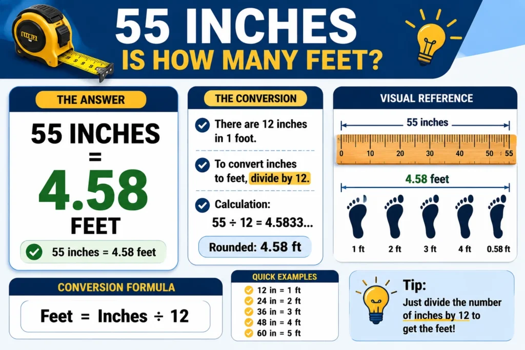 55 inches is how many feet