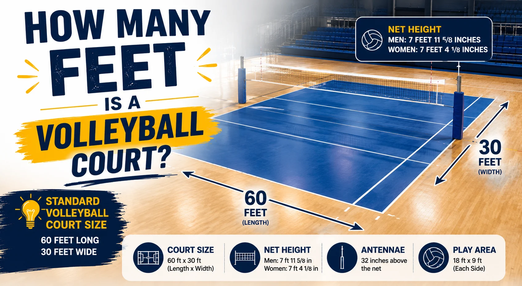 How Many Feet Is a Volleyball Court