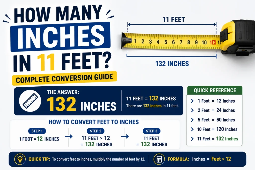 Generate image for wordpress feature image using this keyword "How Many Inches in 11 Feet