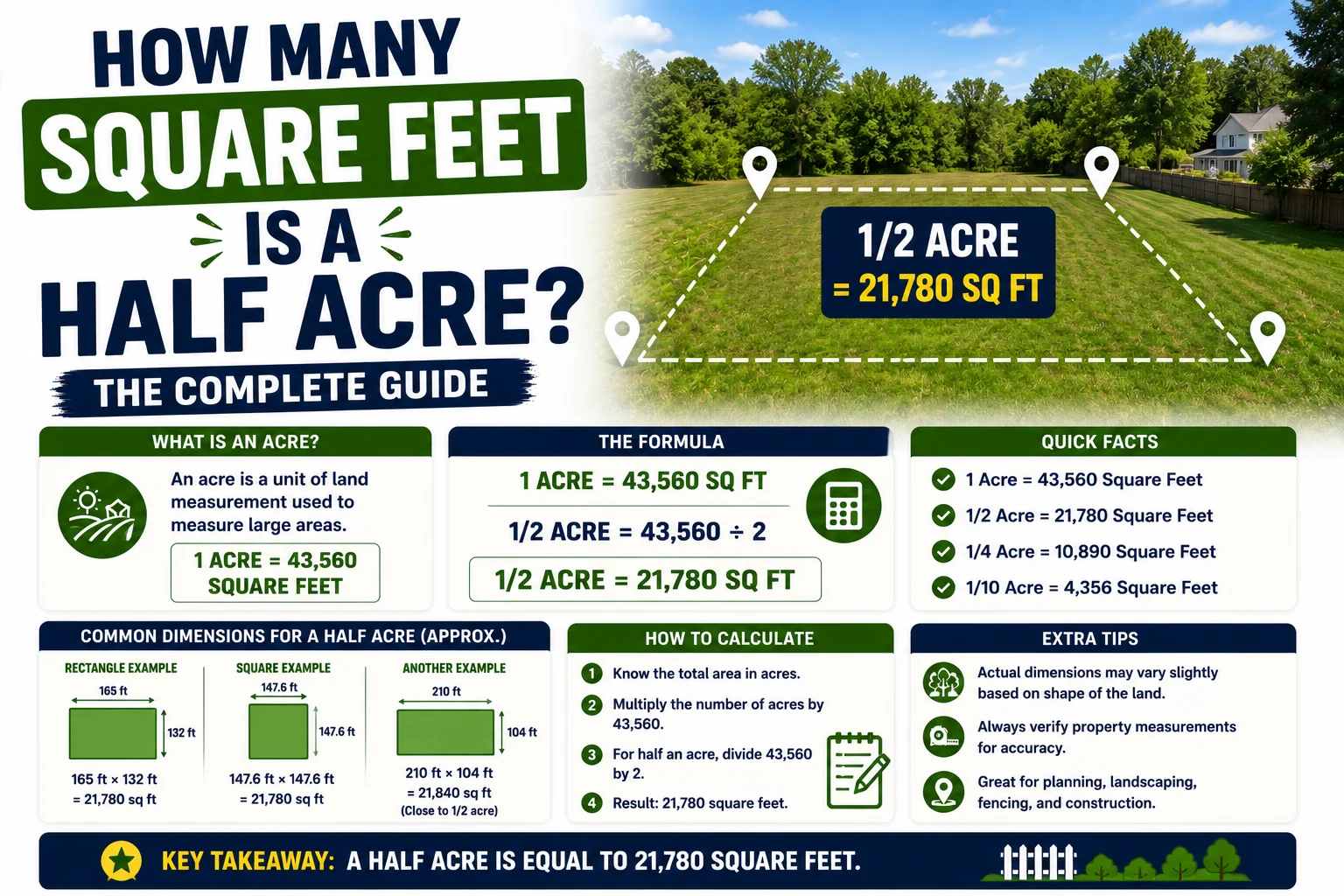 How Many Square Feet Is a Half Acre