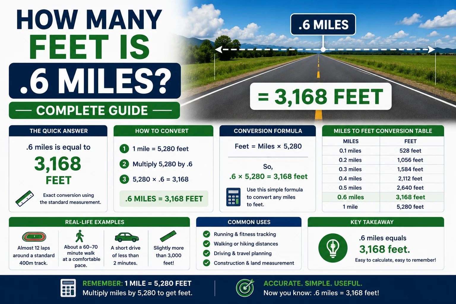 How Many Feet Is .6 Miles