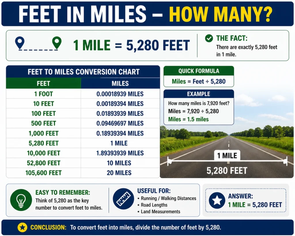 feet in miles how many