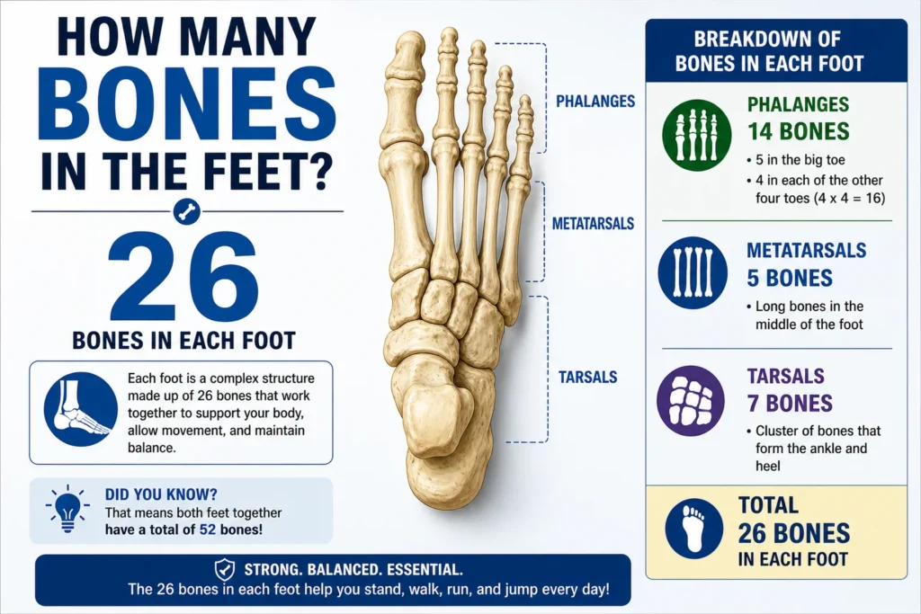 how many bones in feet