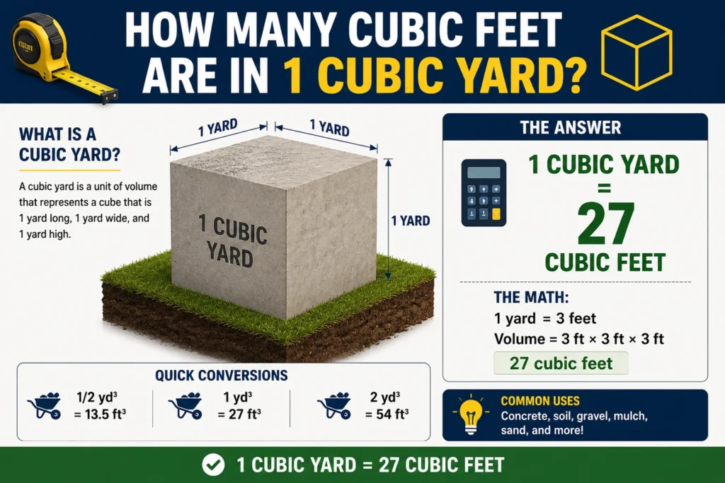 how many cubic feet are in 1 yd