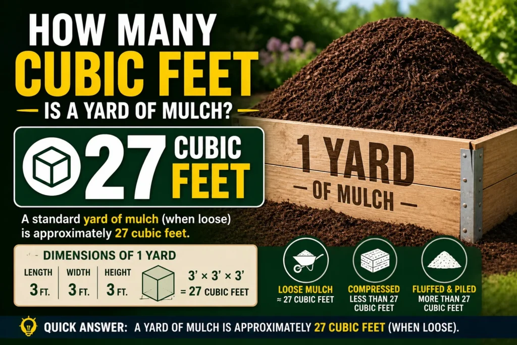 how many cubic feet is a yard of mulch