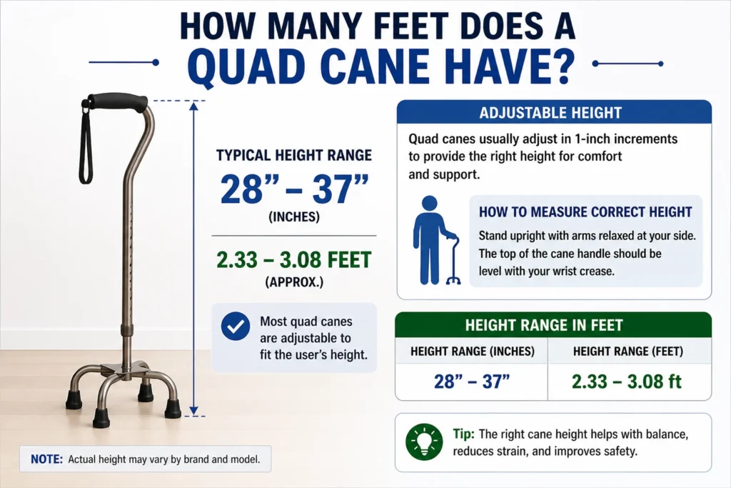 how many feet does a quad cane have