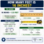 how many feet is 16 inches