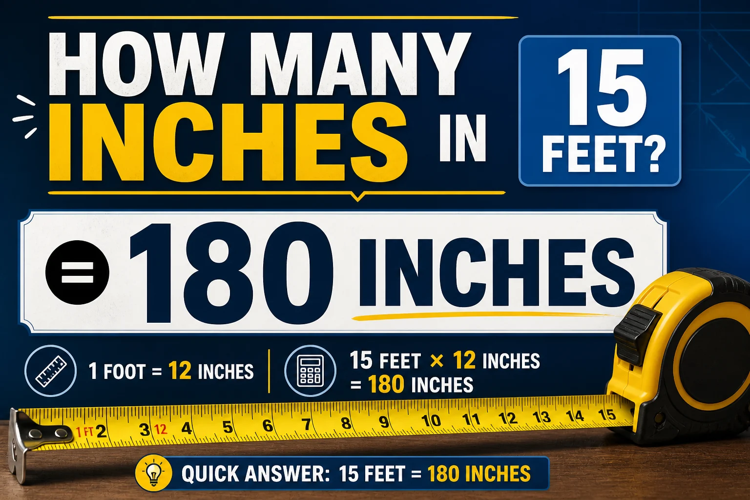how many inches in 15 feet