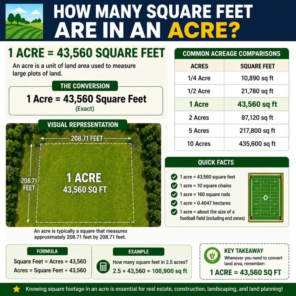 how many sq feet are in an acre