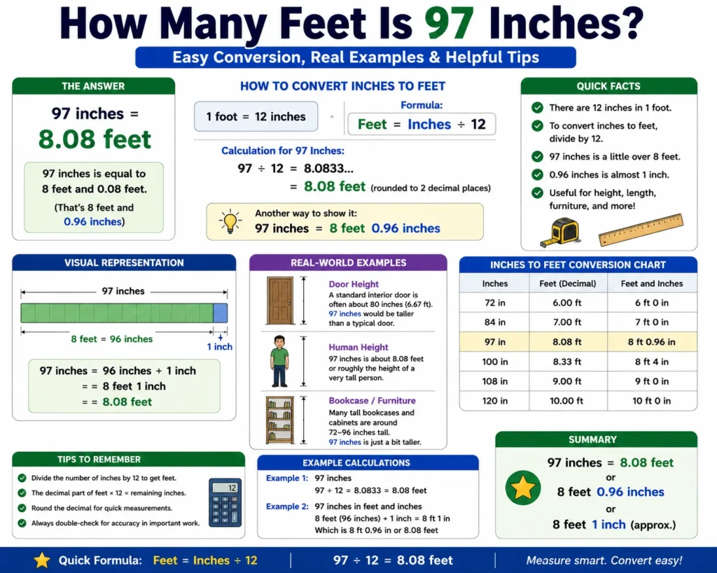 How Many Feet Is 97 Inches