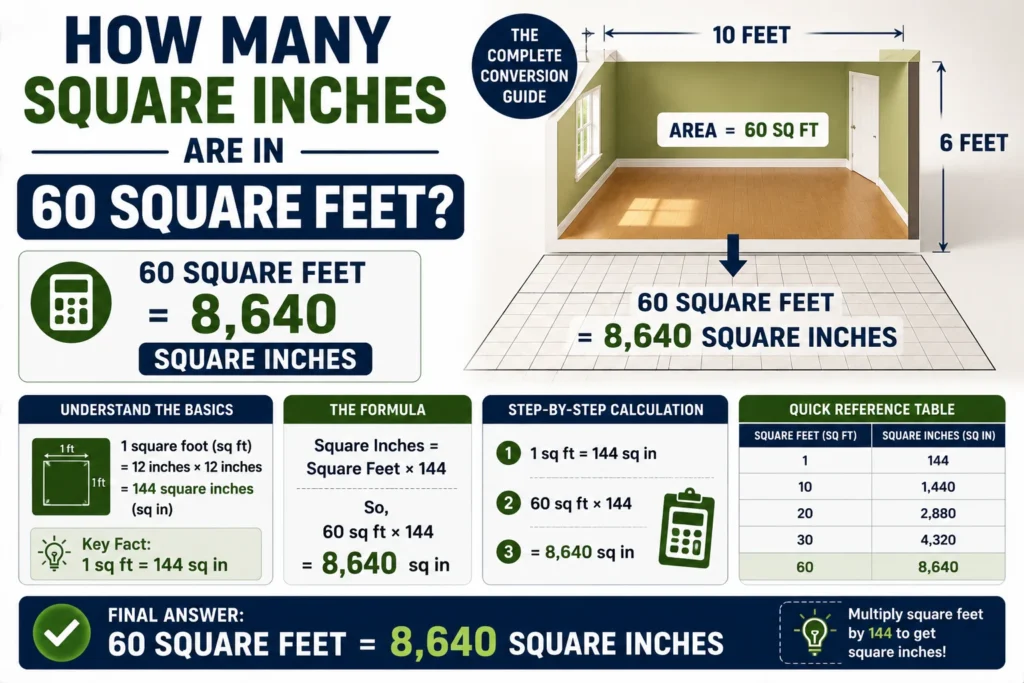 How Many Square Inches Are in 60 Square Feet