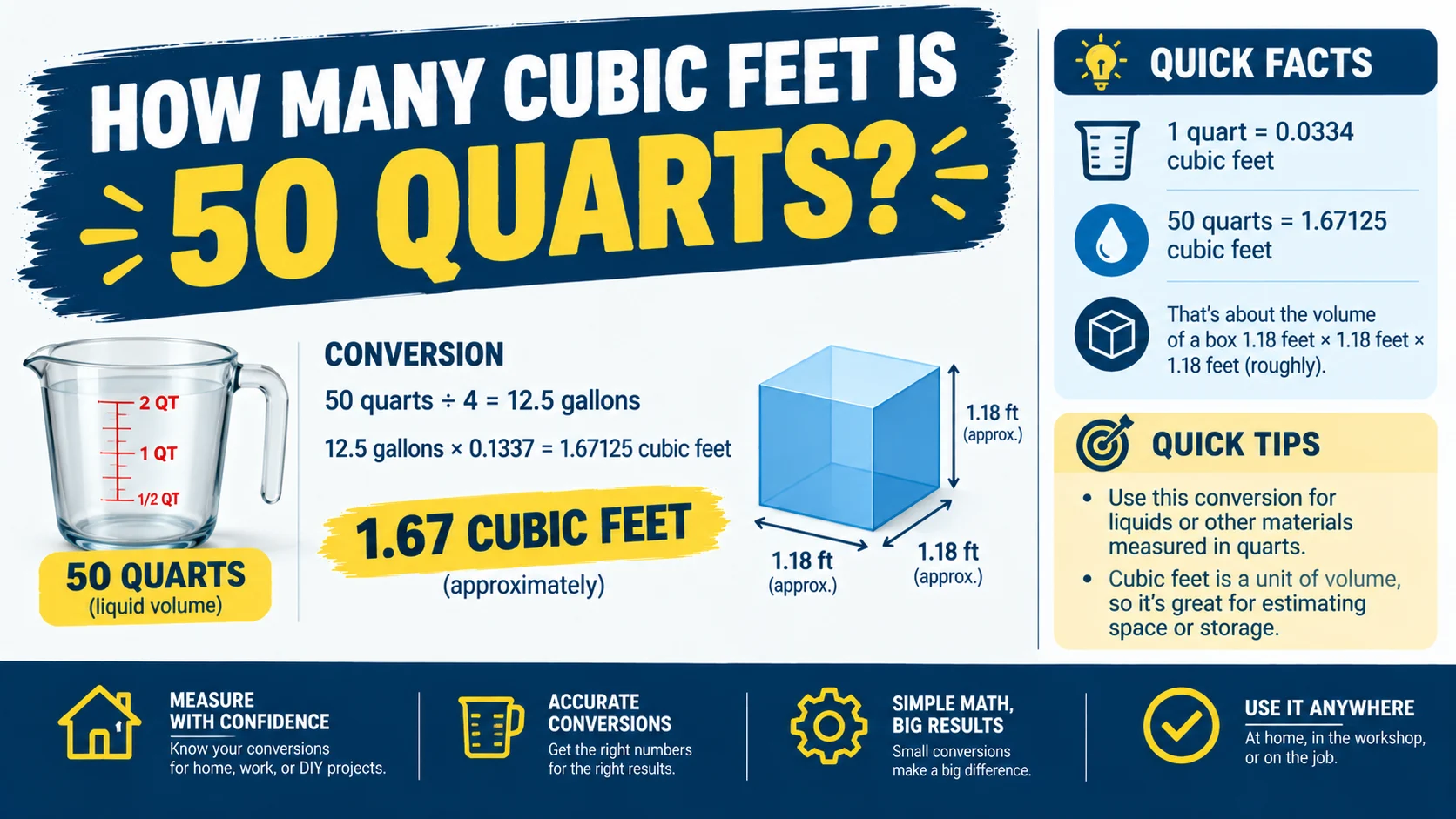 How Many Cubic Feet Is 50 Quarts