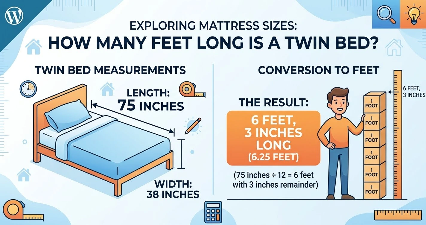 how many feet long is a twin bed