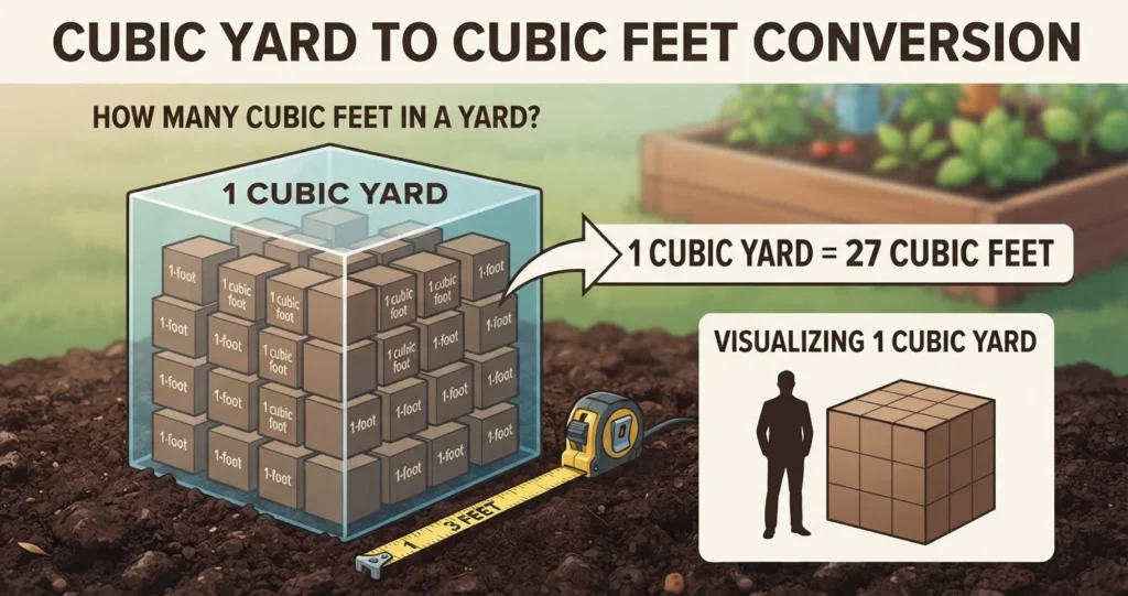 how many cubic feet are in a yard of soil