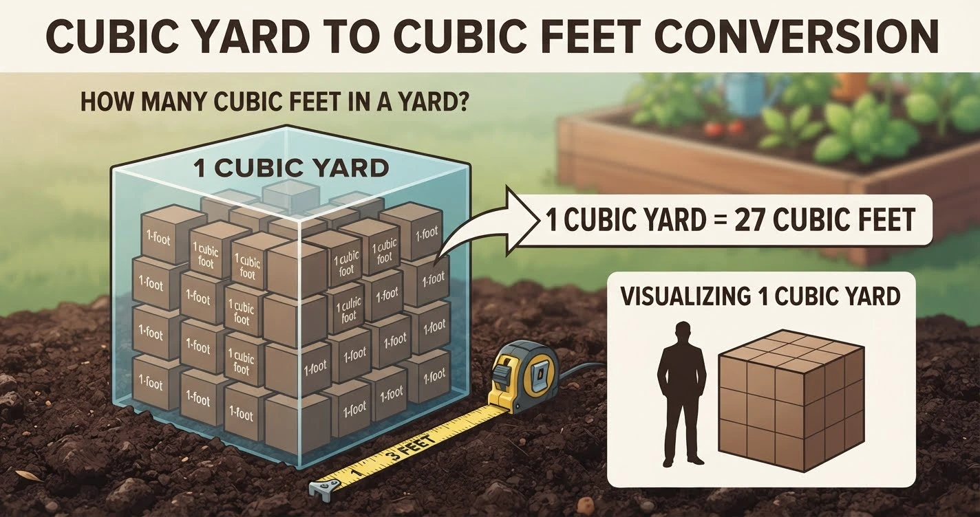 how many cubic feet are in a yard of soil