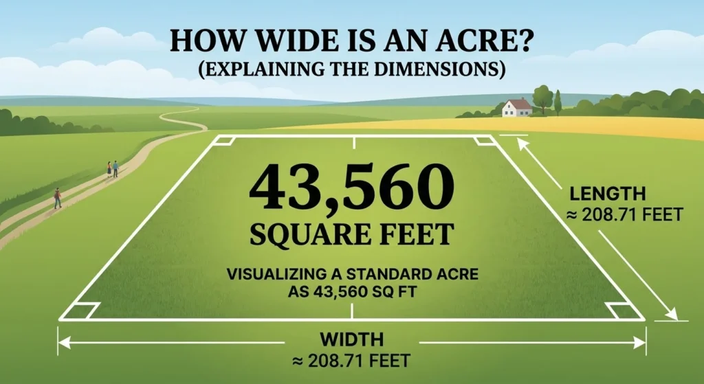 how many feet wide is an acre