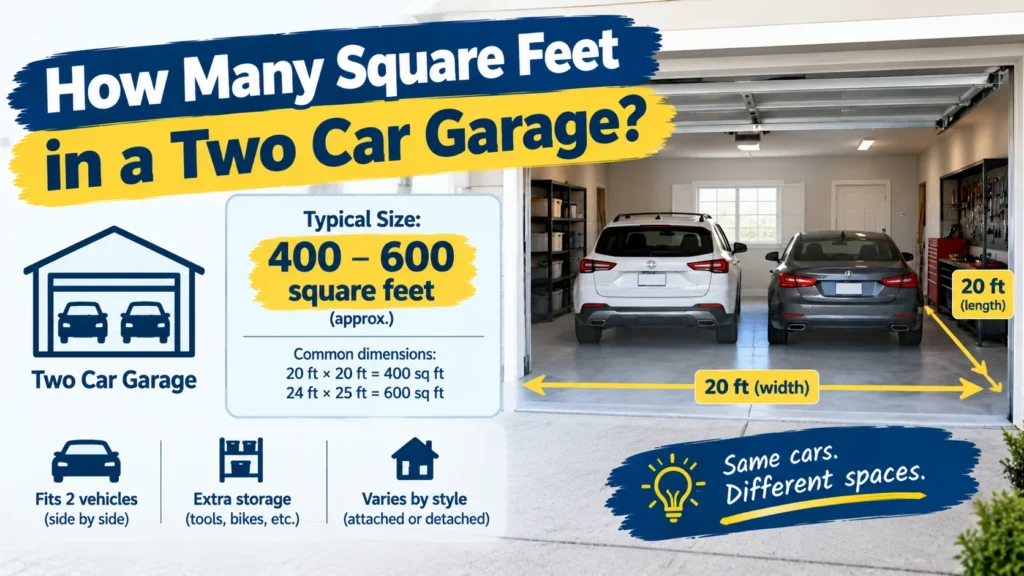 how many square feet in a two car garage
